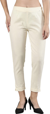 Femmora Comfort Fit Women Cream Trousers