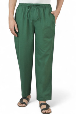 Qashida Relaxed Men Dark Green Trousers