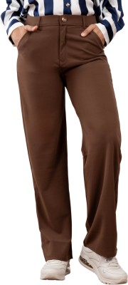 Pop Stitch Regular Fit Women Brown Trousers