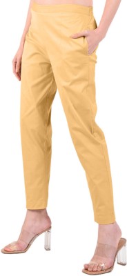 FAZONIX Skinny Fit Women Gold Trousers