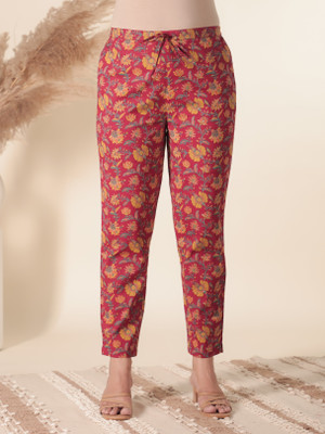 Aramya Comfort Fit Women Red Trousers