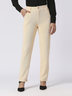 SENGROW Skinny Fit Women Cream Trousers