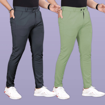 GIBBONTE Slim Fit Men Grey, Light Green Trousers