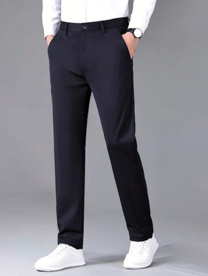 Broadstar Straight Fit Men Black Trousers