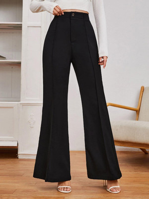 KOTTY Flared Women Black Trousers