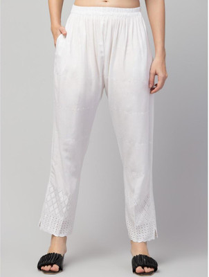 FamBee Relaxed Women White Trousers