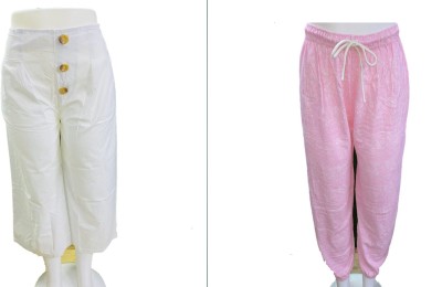 Joyfull Regular Fit Women Pink, White Trousers