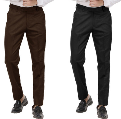 LAHSUAK Regular Fit Men Brown, Black Trousers