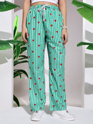 Ravaiyaa - Attitude Is Everything Regular Fit Women Green, White Trousers