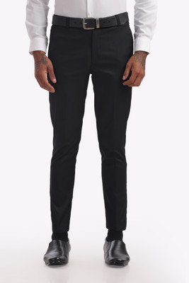 Attire & Worth Comfort Fit Men Black Trousers