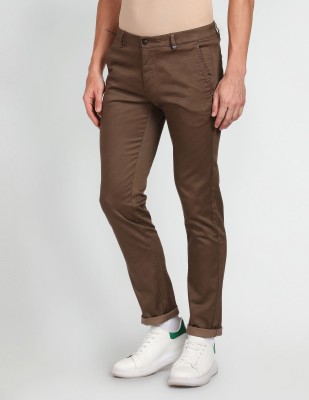 ARROW Slim Fit Men Brown Trousers