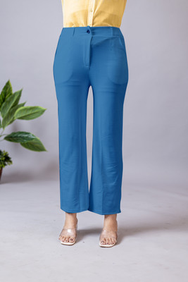 High Glitz Regular Fit Women Blue Trousers