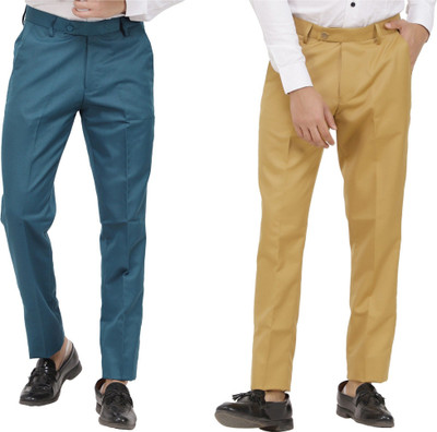 LAHSUAK Regular Fit Men Dark Blue, Khaki Trousers