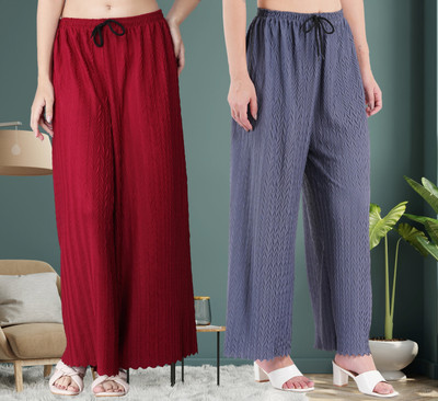 KWSH Regular Fit Women Maroon, Grey Trousers