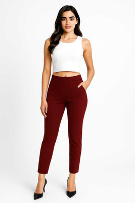 Lexie Slim Fit Women Maroon Trousers