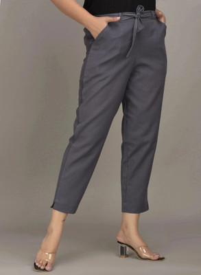 IQRAAR Regular Fit Women Grey Trousers