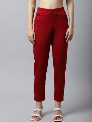 VALLES365 by S.c. Regular Fit Women Maroon Trousers