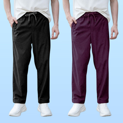 GIBBONTE Solid Men Black, Multicolor Track Pants