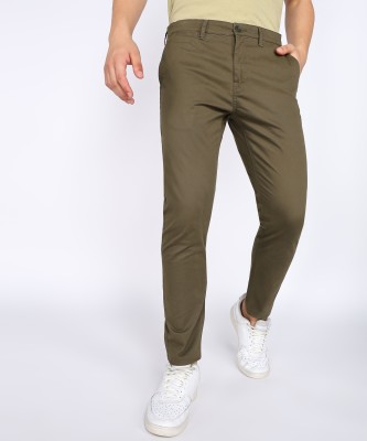 FLYING MACHINE Tapered Men Dark Green Trousers