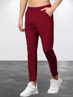 We Perfect Slim Fit Men Maroon Trousers