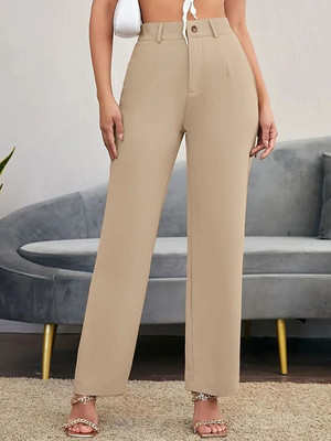 CHEMISTRY Slim Fit Women Beige Trousers