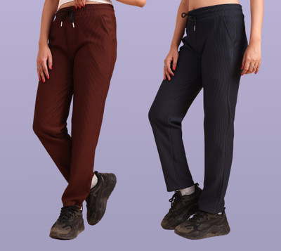 GIBBONTE Self Design Women Brown, Grey Track Pants