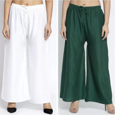 HouseOfCommon Comfort Fit Women White, Green Trousers