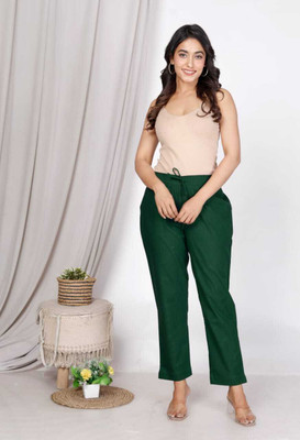 D-image Regular Fit Women Dark Green Trousers