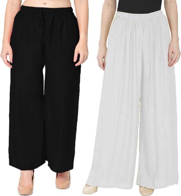 Qeheem Regular Fit Women Black, White Trousers