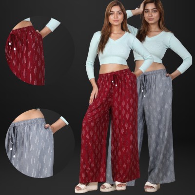 4K FASHION Relaxed Women Maroon, Grey Trousers