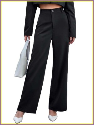 shivay Regular Fit Women Black Trousers