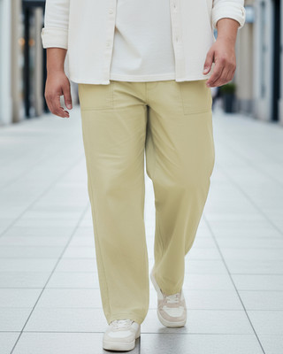 BEWAKOOF Regular Fit Men Beige Trousers