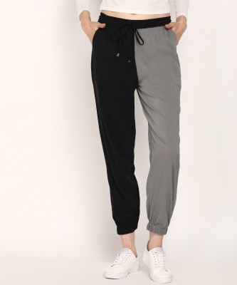 Overlock Relaxed Women Grey, Black Trousers