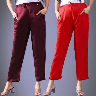 QuaClo Regular Fit Women Maroon, Red Trousers