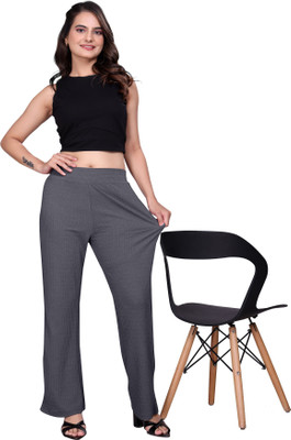 KNOVA Straight Fit Women Grey Trousers