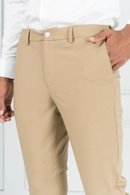 Blends Trendz Slim Fit Men Cream Trousers
