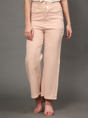 AngelFab Regular Fit Women Beige Trousers