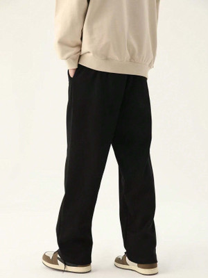 Dockstreet Solid Men Black Track Pants