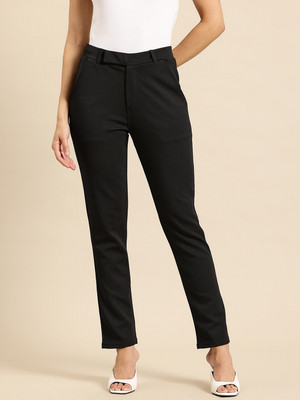 fithub Regular Fit Women Black Trousers