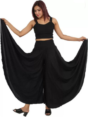 XENERIC Flared Women Black Trousers