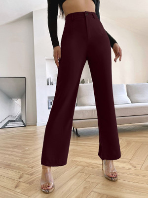 Stylefabs Regular Fit Women Maroon Trousers