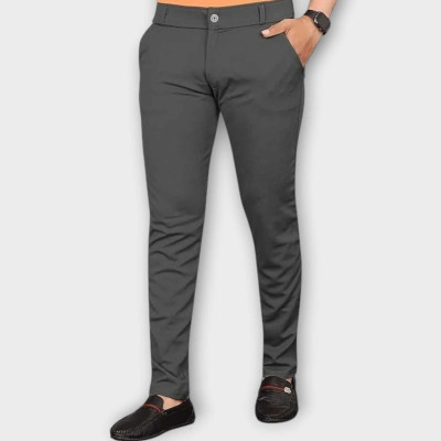 Vilantra Collection Slim Fit Men Grey Trousers