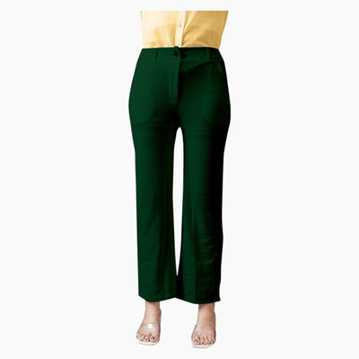 High Glitz Regular Fit Women Green Trousers
