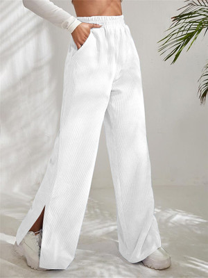 Rajovati Loose Fit Women White Trousers