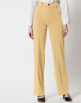Selvia Regular Fit Women Cream Trousers