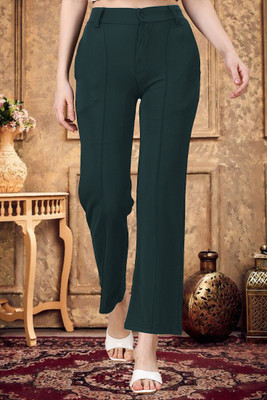 DE TRENDZ Comfort Fit Women Green Trousers