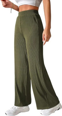tiny shadows Regular Fit Women Green Trousers