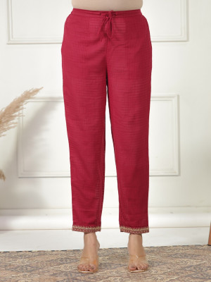 Aramya Comfort Fit Women Maroon Trousers