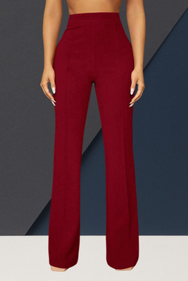 AKOTTY Comfort Fit, Regular Fit Women Maroon Trousers