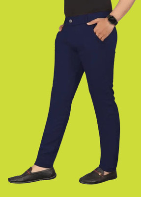 NAJMAFASHION Slim Fit Men Dark Blue Trousers